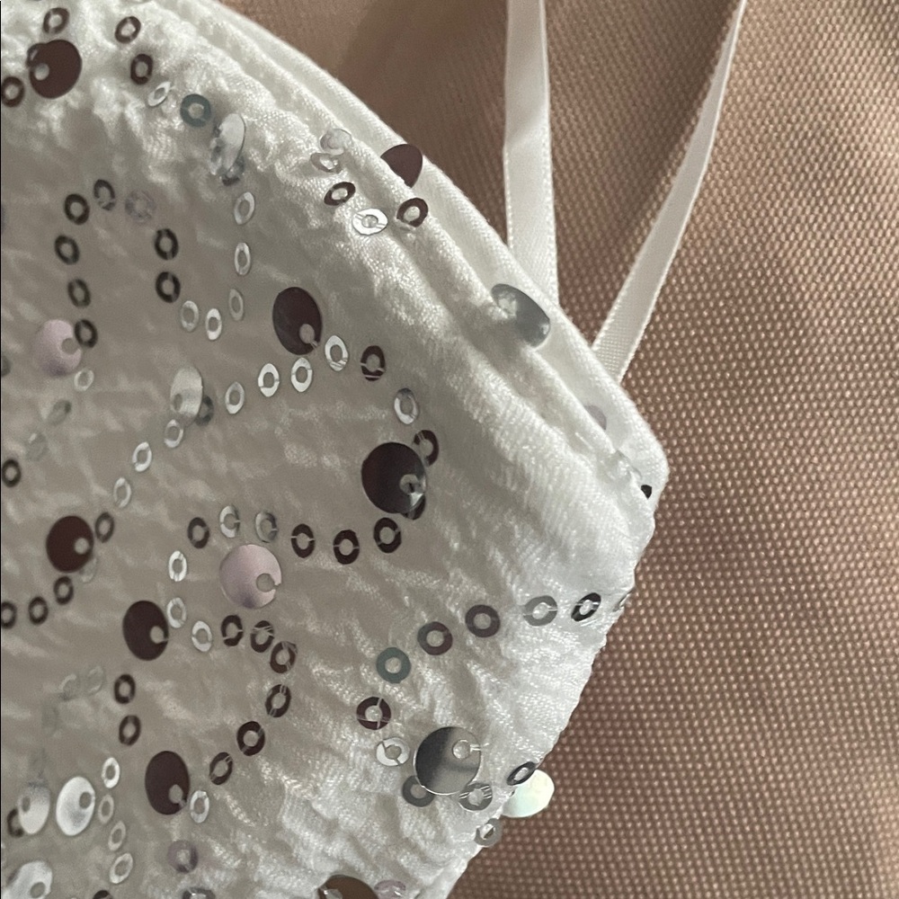 White Sequin Mini Dress - Picture 3 of 6